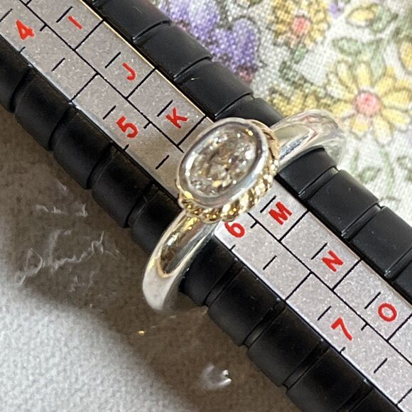 Pandora Sterling Silver & 14k Gold Halo Ring Gift Bag And Cloth Size 6 - Picture 7 of 10